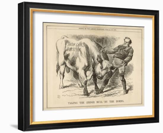 William Gladstone Taking the (Irish) Bull by the Horns-John Tenniel-Framed Art Print