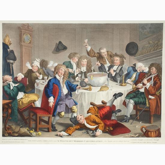 Premium Giclee Print: A Midnight Modern Conversation, Illustration from 'Hogarth Restored: the Whole Works of the… by William Hogarth: 24x18in