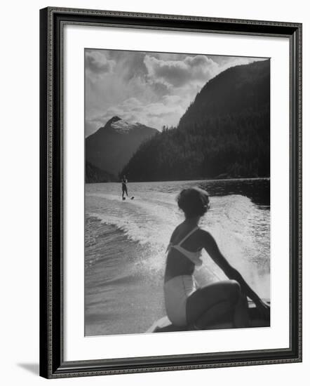 William Holden Water Skiing While His Wife Brenda Watches Him-Allan Grant-Framed Premium Photographic Print