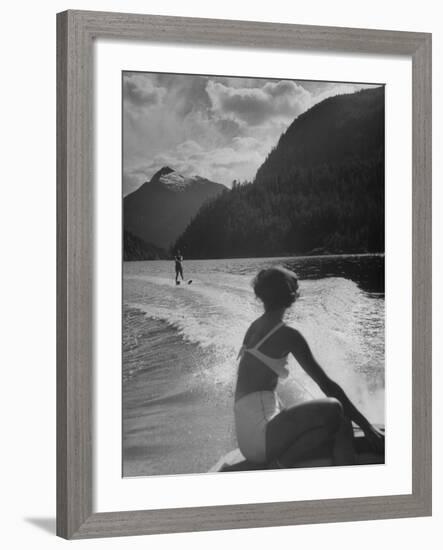 William Holden Water Skiing While His Wife Brenda Watches Him-Allan Grant-Framed Premium Photographic Print