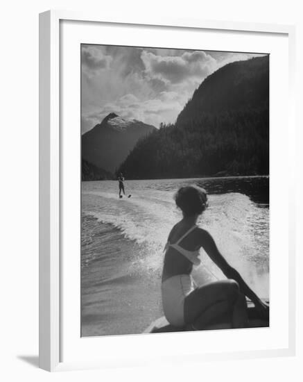William Holden Water Skiing While His Wife Brenda Watches Him-Allan Grant-Framed Premium Photographic Print