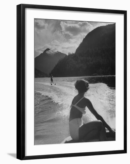 William Holden Water Skiing While His Wife Brenda Watches Him-Allan Grant-Framed Premium Photographic Print