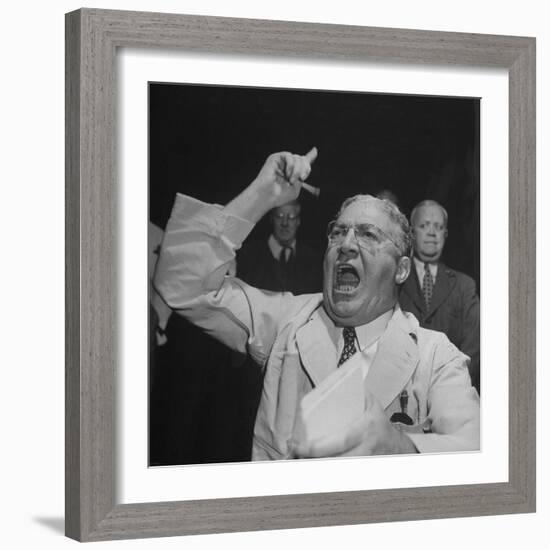 William J. Jung Shouting on Floor of Stock Exchange-Herbert Gehr-Framed Photographic Print