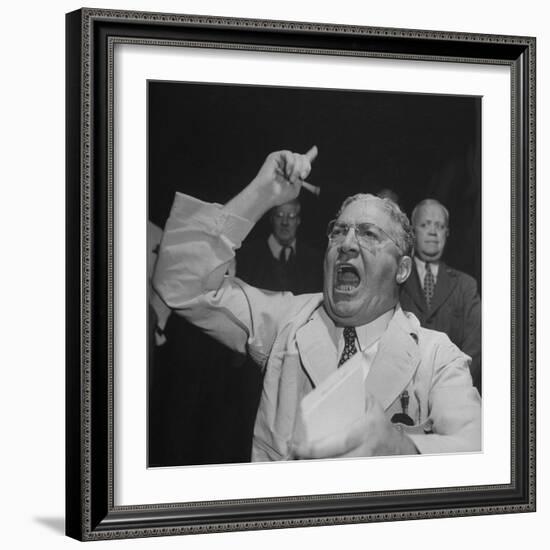 William J. Jung Shouting on Floor of Stock Exchange-Herbert Gehr-Framed Photographic Print