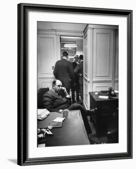 William J. Zeckendorf Sr, During the Big Real Estate Deal When the Chrysler Building was Being Sold-Allan Grant-Framed Premium Photographic Print