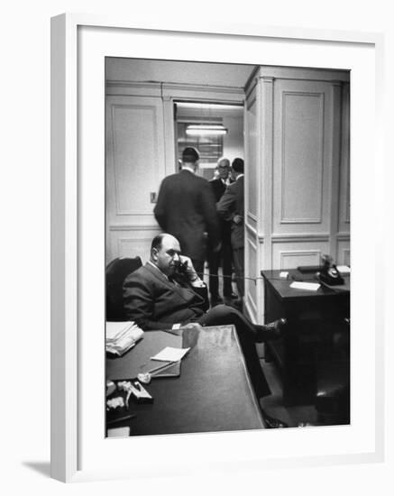 William J. Zeckendorf Sr, During the Big Real Estate Deal When the Chrysler Building was Being Sold-Allan Grant-Framed Premium Photographic Print