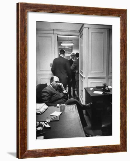 William J. Zeckendorf Sr, During the Big Real Estate Deal When the Chrysler Building was Being Sold-Allan Grant-Framed Premium Photographic Print