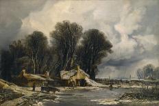 Landscape with Old Cottages, Winter, 1833 (Oil on Canvas)-William James Muller-Giclee Print