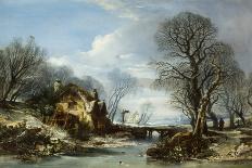 Landscape with Old Cottages, Winter, 1833 (Oil on Canvas)-William James Muller-Giclee Print