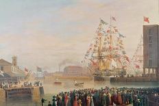 St. Katherine's Dock: Opening on 25th October 1828, Engraved by E. Duncan (Coloured Aquatint)-William John Huggins-Giclee Print
