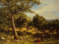 A Shepherd and His Flock in a Sunlit Wooded Landscape, 1875-William Linnell-Giclee Print