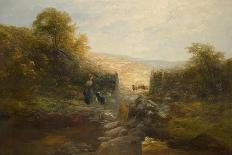 Shepherdess with Sheep-William Linnell-Premier Image Canvas