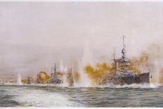 The British Second Division of Battleships Fire on the Germans at the Battle of Jutland-William Lionel Wyllie-Photographic Print