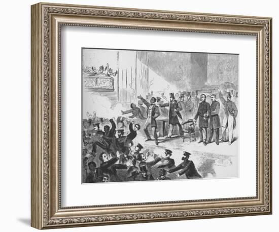 'William Lloyd Garrison trying to hold a John Brown anniversary meeting in Tremont Temple, Boston'-Unknown-Framed Giclee Print