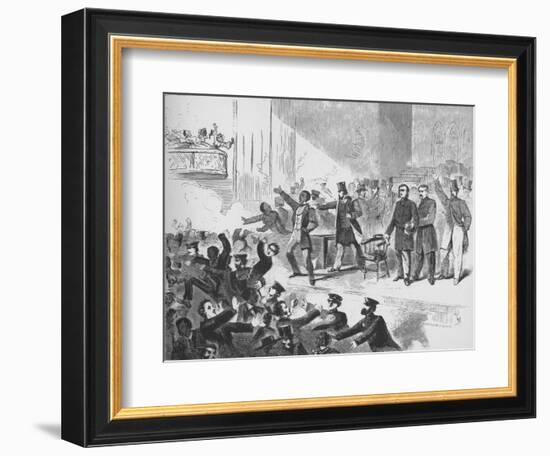 'William Lloyd Garrison trying to hold a John Brown anniversary meeting in Tremont Temple, Boston'-Unknown-Framed Giclee Print