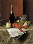Still Life with Lobster, Fruit, Champagne and Newspaper, 1882-William Michael Harnett-Framed Giclee Print