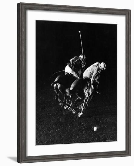 William Nicholls and William Rand of Squadron Polo Team Indoor Polo at National Guard Armory, NYC-Gjon Mili-Framed Premium Photographic Print