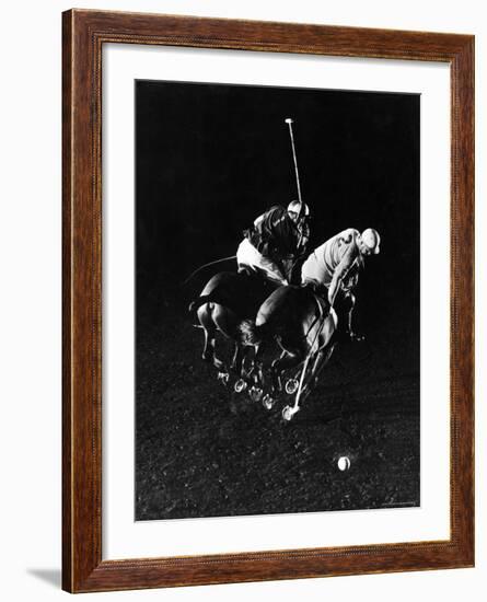 William Nicholls and William Rand of Squadron Polo Team Indoor Polo at National Guard Armory, NYC-Gjon Mili-Framed Premium Photographic Print