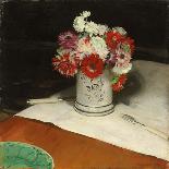 Vase of Flowers: Yellow Chrysanthemums in a Lustre Jug (Black & Coloured Chalks on Paper)-William Nicholson-Giclee Print