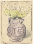 Vase of Flowers: Yellow Chrysanthemums in a Lustre Jug (Black & Coloured Chalks on Paper)-William Nicholson-Giclee Print