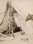 A Native American Stands at the Entrance to His Teepee Holding a Rifle, 1880-90-William Notman-Photographic Print