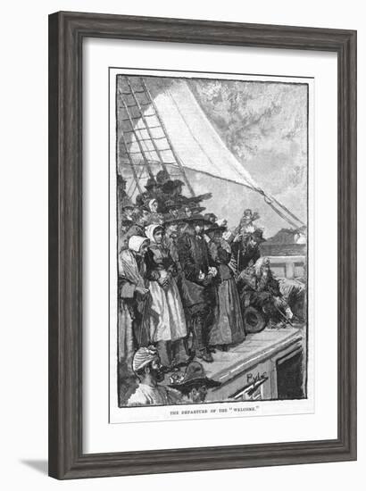 William Penn and Other Quakers Sail to the New World in the Welcome-Howard Pyle-Framed Art Print