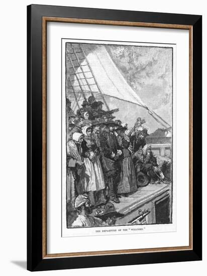 William Penn and Other Quakers Sail to the New World in the Welcome-Howard Pyle-Framed Art Print