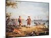 William Penn Arrives in America for the First Time and Meets a Native American in 1682-Thomas Birch-Mounted Giclee Print
