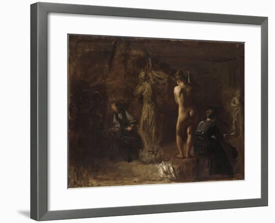 William Rush Carving His Allegorical Figure of the Schuylkill River, 1876-Thomas Cowperthwait Eakins-Framed Giclee Print