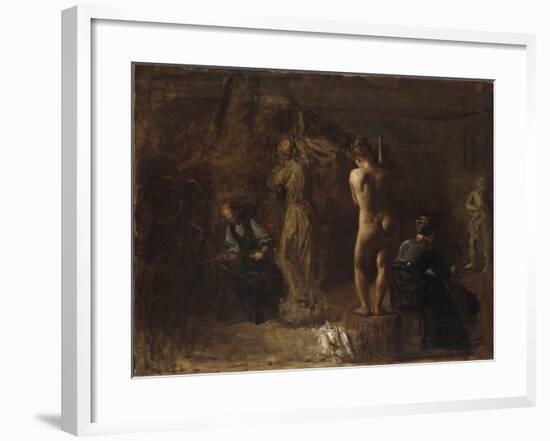 William Rush Carving His Allegorical Figure of the Schuylkill River, 1876-Thomas Cowperthwait Eakins-Framed Giclee Print