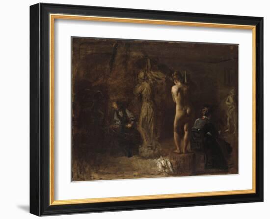 William Rush Carving His Allegorical Figure of the Schuylkill River, 1876-Thomas Cowperthwait Eakins-Framed Giclee Print