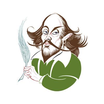 'William Shakespeare - colour caricature' Giclee Print - Neale Osborne