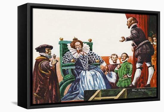 William Shakespeare Presenting One of His Plays to Queen Elizabeth I (Colour Litho)-Peter Jackson-Framed Premier Image Canvas