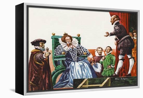 William Shakespeare Presenting One of His Plays to Queen Elizabeth I (Colour Litho)-Peter Jackson-Framed Premier Image Canvas