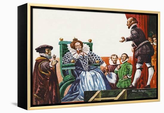 William Shakespeare Presenting One of His Plays to Queen Elizabeth I (Colour Litho)-Peter Jackson-Framed Premier Image Canvas