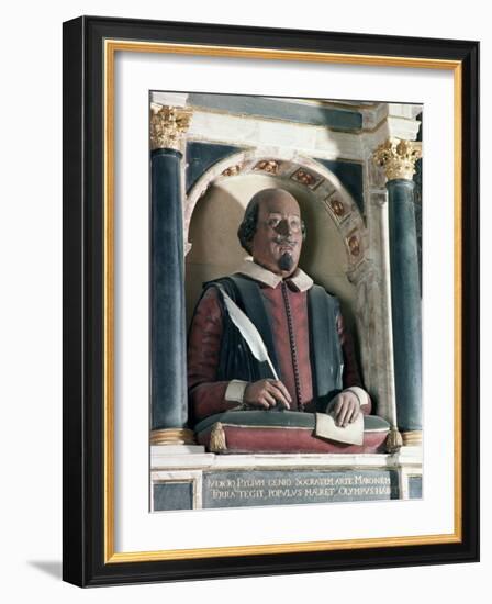 William Shakespeare's Bust, Holy Trinity Church, Stratford Upon Avon, Warwickshire, England-Adam Woolfitt-Framed Photographic Print