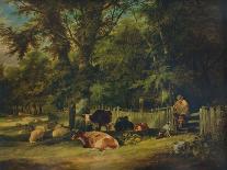 Villagers with their Animals outside the Plough Inn-William Shayer-Framed Giclee Print