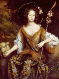 Portrait of Queen Mary II, Wearing a Blue and Red Dress and Holding a Sprig of Orange Blossom-William Wissing-Giclee Print