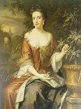 Portrait of Queen Mary II, Wearing a Blue and Red Dress and Holding a Sprig of Orange Blossom-William Wissing-Giclee Print