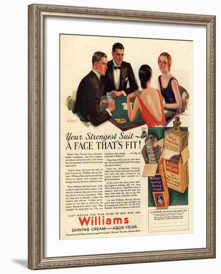 Williams, Aftershave Bridge Playing Cards Games Mens, USA, 1920-null-Framed Giclee Print