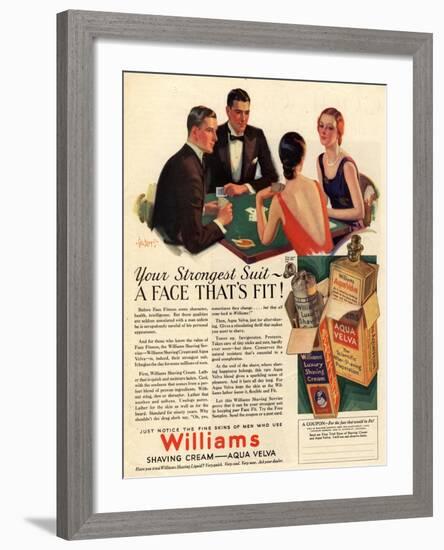 Williams, Aftershave Bridge Playing Cards Games Mens, USA, 1920-null-Framed Giclee Print