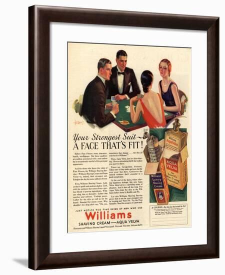 Williams, Aftershave Bridge Playing Cards Games Mens, USA, 1920-null-Framed Giclee Print