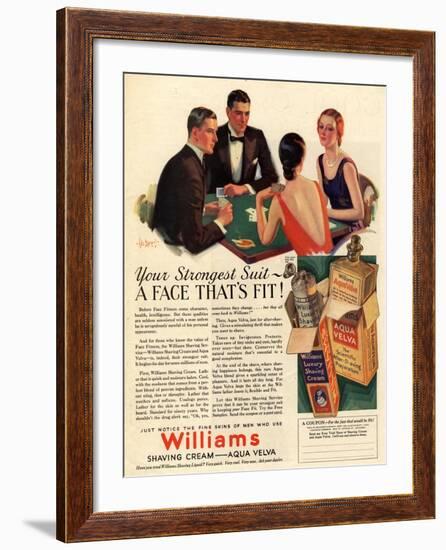 Williams, Aftershave Bridge Playing Cards Games Mens, USA, 1920-null-Framed Giclee Print