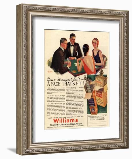 Williams, Aftershave Bridge Playing Cards Games Mens, USA, 1920-null-Framed Giclee Print