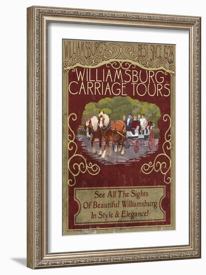 Williamsburg, Virginia - Carriage Tours Vintage Sign-Lantern Press-Framed Art Print