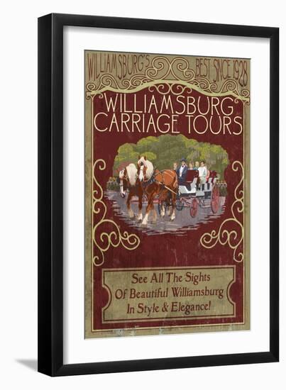 Williamsburg, Virginia - Carriage Tours Vintage Sign-Lantern Press-Framed Art Print