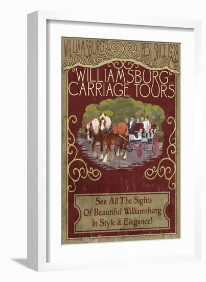 Williamsburg, Virginia - Carriage Tours Vintage Sign-Lantern Press-Framed Art Print