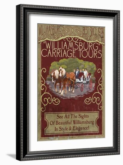 Williamsburg, Virginia - Carriage Tours Vintage Sign-Lantern Press-Framed Art Print