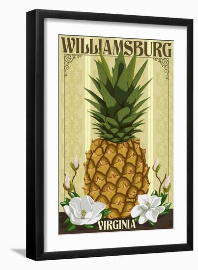 Williamsburg, Virginia - Colonial Pineapple-Lantern Press-Framed Art Print