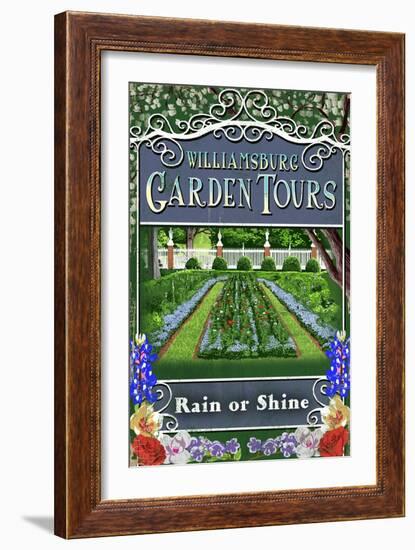 Williamsburg, Virginia - Garden Tours Vintage Sign-Lantern Press-Framed Art Print